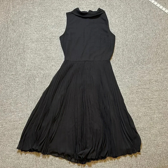 ASOS Black Pleated Classic Cowl Midi Dress in Size US 4 - Picture 1 of 8